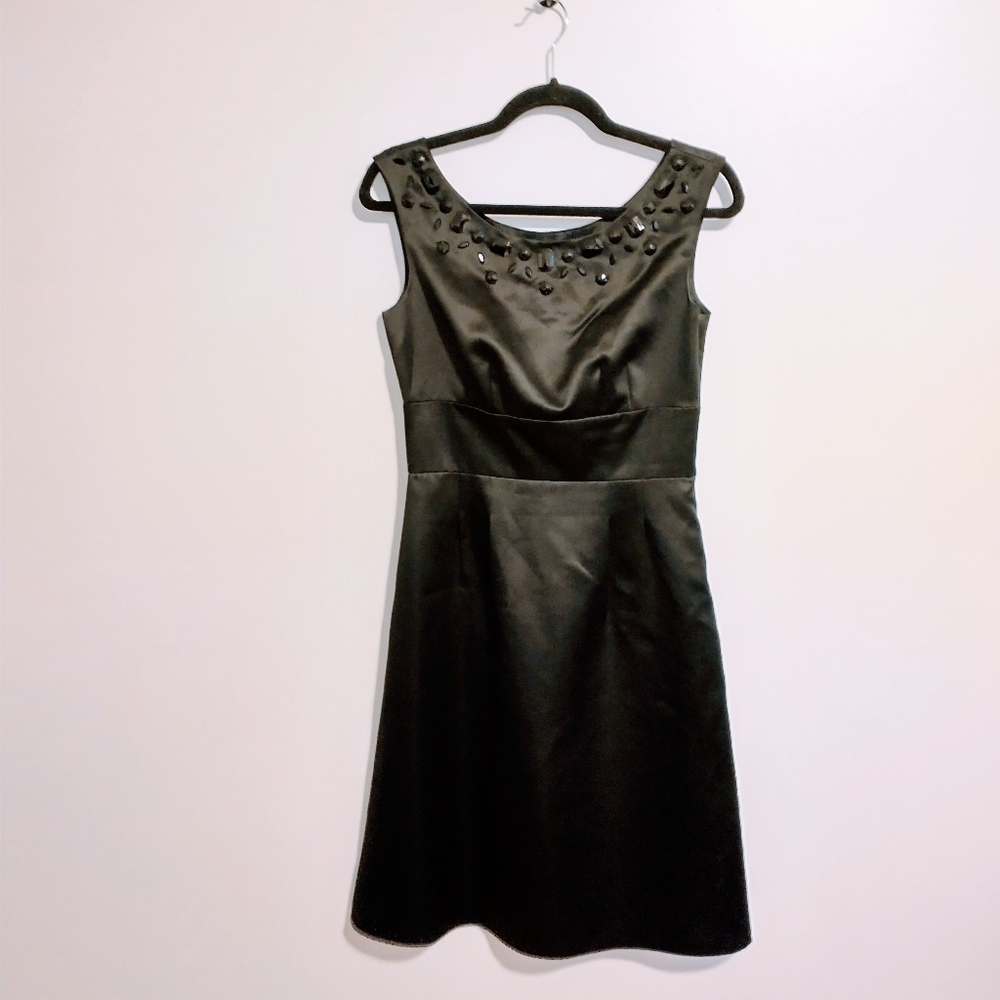 Loft little black dress with beaded bodice and side zipper size 2
